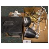 Desk Lamp, Clipboards, Metal Box, +