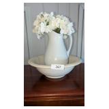 Wash Vase & Pitcher w/ Artificial Floral