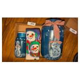 Ceramic Bag Shaped Snowman Jar &