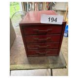 Vintage Small Metal Organizer w/ Some Contents