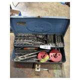Drill Bits & Hole Saws + Blue Metal Toolbox