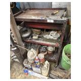 Red Metal Shop Cart w/ Contents