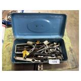 Small Blue Metal Toolbox w/ Automotive Tools