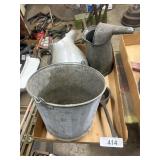 Galvanized Bucket, Oil Can, Melting Pot & Other