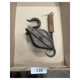 Vintage Metal Pulley w/ Hook & Other Hook