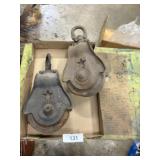 (2) Metal & Wood Pulleys