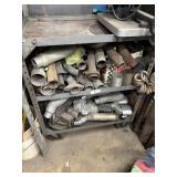 Metal Shop Cart w/ Assorted Muffler Pieces