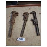 (3) Monkey Wrenches - All have rust