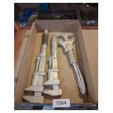 (3) Pipe Wrenches w/ Wooden Handles
