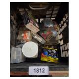 Milk Crate w/ Assorted Nails, Staples, Rivets &