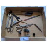 Scissors, Screwdrivers, Crescent Wrench, File, +
