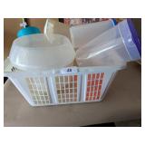 Laundry Basket w/ Assorted Tupperware &