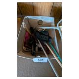 (2) Canvas Storage Baskets, Razors, Combs, +