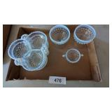 (3) Fenton Opalescent Hobnail Divided Dishes, +