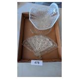 (2) Avon Fan Glass Dishes & Other Glass Dishes