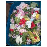 Tote w/ Lid & Assorted Artificial Flowers