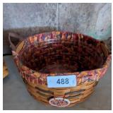 Longaberger Round Basket w/ Fabric & Plastic Liner