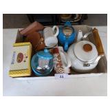 Teapots, Coffee Mugs, Wooden Recipe Holder &