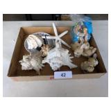 Seashells, Bunny Figurines, Footprints Plate &