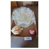 Floral Sugar Bowl, Glass Bowl & Plate +
