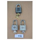 (3) Padlocks w/ Keys