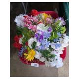 Tote w/ Assorted Artificial Flowers