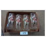 (4) Santa Coca-Cola Glass Cups