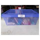 Small Plastic Tote w/ Lid & Plastic Doll