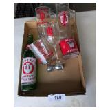 Indiana University Stemmed Glasses & 7-Up Bottle