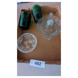 (2) Vintage Anchor Hocking Green Juice Glasses,