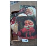 (3) Glass Santa Pictures