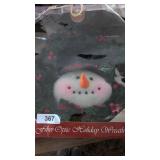 24" Fiber-Optic Holiday Wreath Snowman