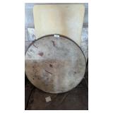 Vintage Round Metal Folding Table &