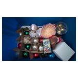Tote w/ Lid & Christmas Ornaments