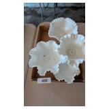 (3) Fenton White Hobnail Milk Glass Ruffled Dishes