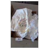 Assorted Doilies, (2) Aprons & Crocheted Linen