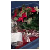Tote w/ Lid & Artificial Christmas Decor