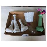 Fire King Hobnail Milk Glass Planter & Other Vases