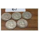 (5) Franklin Half Dollars