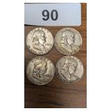 (4) 1954 Franklin Half Dollars