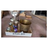 Brass Planter, Wine Holder w/ Bottle of Korbel &
