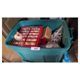 Christmas Ornaments In Tote w/ Lid