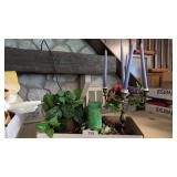 Brass Candelabra, Small Flower Pot & Candle Rings