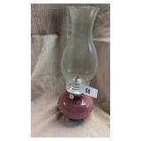 Oil Lamp w/ Rose Colored Base