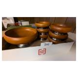 Chrome & Wood Salad Bowl Set