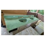 84" Double Sink Mist Green Vanity & Base Cabinet