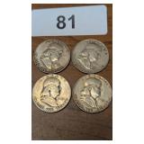 (4) 1951 Franklin Halves