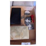 Marble? Dresser Box, Small Hand Mirror, +
