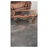 Plastic Accent Table + Gold Tone Vanity Chair