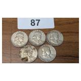(5) 1951 Franklin Half Dollars